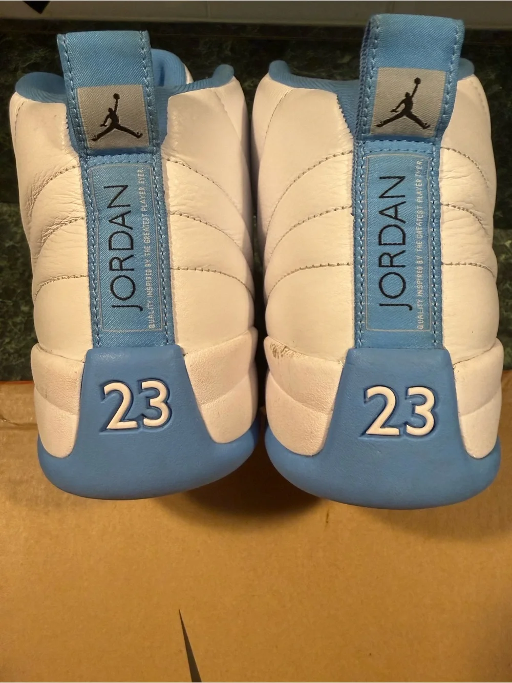 Jordan 12 Retro Melo - White and Light Blue Retro Basketball Shoes